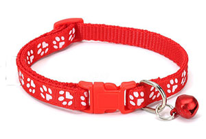 photo of Paw Print Collar with Bell - Red