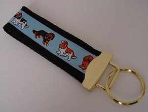 photo of Cavalier King Charles Spaniel with Butterflies Woven Keyfob - Blue