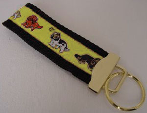 photo of Cavalier King Charles Spaniel with Butterflies Woven Keyfob - Red