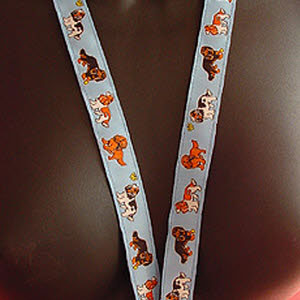 photo of Cavalier King Charles Spaniel with Butterflies Woven Lanyard - Blue
