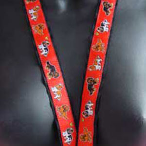 photo of Cavalier King Charles Spaniel with Butterflies Woven Lanyard - Red