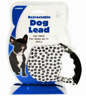photo of Lead - Retractable - 5m - White with Black Paws