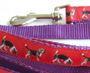 photo of Beagle Lead - Red on Purple