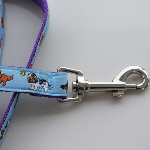 photo of Cavalier King Charles with Butterflies Lead Blue on Purple Woven