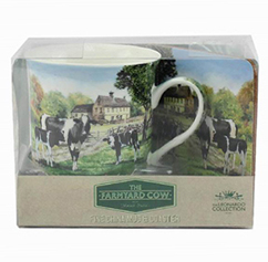 photo of farmyard cow mug and coaster set
