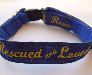 photo of Woven Collar - Rescued and Loved - Blue - Small