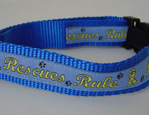 photo of Woven Collar - Rescues Rule - Blue - Large