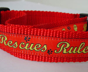 photo of Woven Collar - Rescues Rule - Red - Large