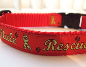 photo of Woven Collar - Rescues Rule - Red - Medium