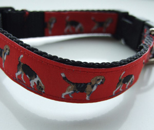 photo of Beagle Collar - Red on Black Woven