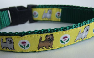 photo of Woven Collar - Cairn Terrier - Yellow on Green