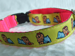 photo of Woven Collar - Yorkie - Yellow on Pink