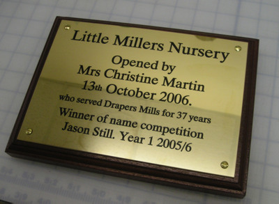 School brass plaque