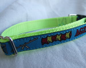 photo of Woven Collar - Agility - Small - Blue on Green