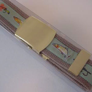 photo of Fishes Woven Belt - Green on Beige