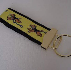 photo of Airedale Terrier Woven Keyfob - Yellow