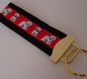 photo of Bichon Frise Woven Keyfob - Red