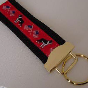 photo of Boston Terrier Woven Keyfob - Red
