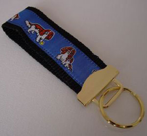 photo of Cavalier King Charles Spaniel Blenheim Woven Keyfob - Blue