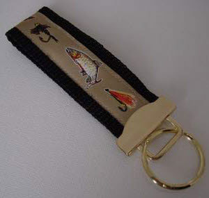 photo of Fishes Keyfob - Beige on Black