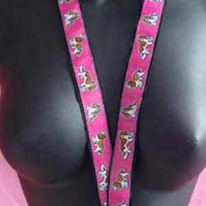 photo of Cavalier King Charles Spaniel Blenheim Woven Lanyard - Pink