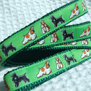 American Cocker Spaniel Lead - Green Woven