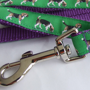 photo of Beagle Lead - Green on Purple Woven