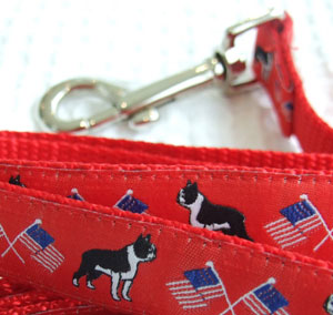 Boston Terrier Lead - Red Woven