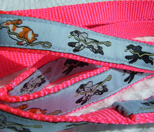 Cocker Spaniel Lead - Blue on Pink Woven