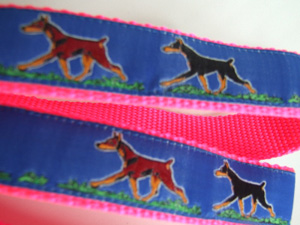 photo of Woven Lead - Dobermann - Blue on Pink