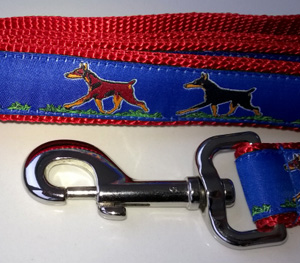 photo of Woven Lead - Dobermann - Blue on Red