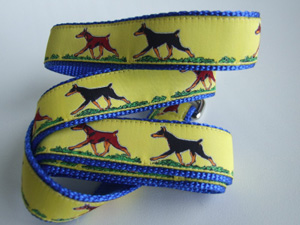 photo of Woven Lead - Dobermann - Yellow on Blue