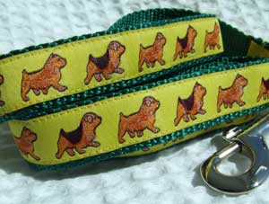 photo of Norwich Terrier Yellow on Green Woven Lead