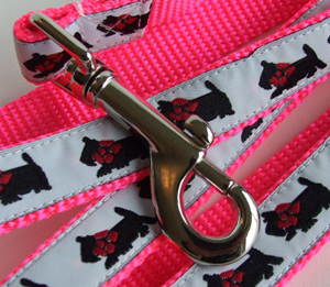 photo of Scottish Terrier Lead - White on Pink Woven