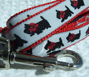 photo of Scottish Terrier Lead - White on Red Woven