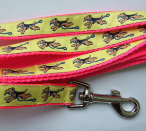 photo of Welsh Terrier Yellow on Pink Woven Collar