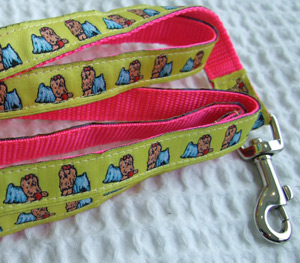 photo of Yorkie Yellow on Pink Woven Lead