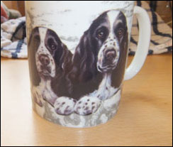 photo of black and white Cocker Spaniel mug