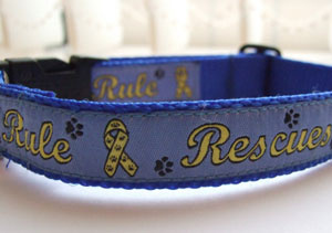 photo of Woven Collar - Rescues Rule - Blue - Medium