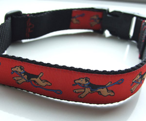 photo of Woven Collar - Airedale Terrier - Red on Black