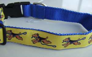 photo of Woven Collar - Airedale Terrier - Yellow on Blue