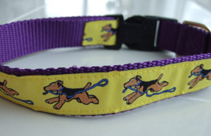 photo of Woven Collar - Airedale Terrier - Yellow on Purple
