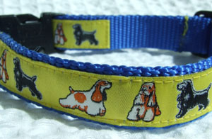 photo of Woven Collar - American Cocker Spaniel - Yellow on Blue