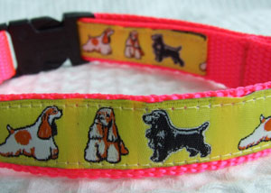 photo of Woven Collar - American Cocker Spaniel - Yellow on Pink