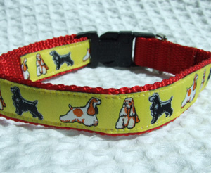 photo of Woven Collar - American Cocker Spaniel - Yellow on Red