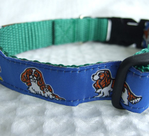 photo of Cavalier King Charles Blenheim Collar Blue on Green Woven
Blue on Green Woven