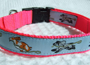photo of Woven Collar - Cocker Spaniel - Blue on Pink