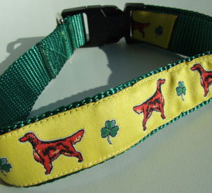 photo of Irish Setter Yellow on Green Collar