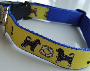 photo of Woven Collar - Portuguese Water Dog Yellow on Blue