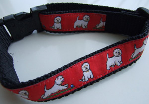 photo of Westie Red on Black Woven Collar
